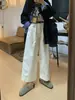 Pantalones Cropped Rectos Sueltos Tridimensionales de Algodón Lavado de Alto Recuento para Mujer Principios de Otoño Sueltos Casuales de Pierna Ancha