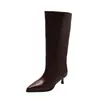 Botas Largas Estilo Minimalista para Mujer 2025 Estilo Ins Punta Fina Botas de Montar Retro Tacón Fino Adelgazante Botas que Hacen que las Piernas Se Vean Más Largas