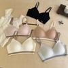 1113 # Sujetador de Tirantes Finos con Copas Fijas Acolchadas de Aire de Cuadros de una Sola Pieza para Mujer, Sujetador sin Aros, sin Costuras, con Forma de U, Venta Directa de Fábrica
