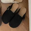 Sandalias de mujer sin cordones Baotou, de moda y populares en 2024, hechas de lana, con suela plana y plantilla de corcho, similares a las sandalias Birkenstock