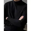 Camiseta Masculina de Veludo Alemão Dupla Face Outono e Inverno Gola Alta Meia Manga Camiseta Básica Top de Manga Comprida Estilo Coreano Slim Tendência Roupa de Baixo Ins