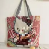 Bolsa de Lona para Mulheres, Bolsa Bordada da Moda, Bolsa para o Dia a Dia, Sacola de Lona, Bolsa Grande para Estudantes, Bolsa de Ombro, Bolsa Tote Versátil para Mulheres