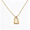 Elegante Collar con Colgante Geométrico de Acero Inoxidable, Corazón de Concha Blanca, Cadena para Clavícula de Acero de Titanio de Alta Gama de Lujo Ligero, Joyería que No se Desvanece