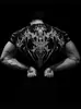 Breathedivinity Marca de Moda Americana Estilo Oscuro Ropa Deportiva Fitness Camiseta para Hombre Mallas Elásticas de Secado Rápido