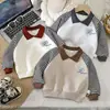 Sudadera Polo Rayada para Niños, Estilo Primavera y Otoño, Camiseta Unisex de Elefante Bebé, Bloqueo de Color Versátil para Niños Pequeños