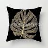Funda de Almohada de Piel de Durazno de Venta Caliente Transfronteriza con Estampado Negro Dorado Decoración para el Hogar Funda de Cojín para Cabecera Cubierta para Respaldo de Coche