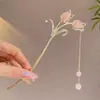 Grampo de Cabelo com Franja para Mulheres, Acessório de Cabelo Estilo Antigo Hanfu, Ornamento de Cabelo Novo Estilo Chinês, Grampo para Coque Diário, Presilha Simples para o Dia a Dia