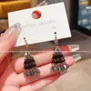 Pendientes de Borla de Cristal Retro de Lujo Ligero Estilo Palacio 2025 Nuevo Estilo Celebridad de Internet Elegantes de Gama Alta Largos para Mujer