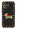 Funda Negra para Teléfono Móvil Apple 16Promax Perro Dachshund 15Pro Silicona 14Plus Carcasa Suave 13 Dibujos Animados 12 Todo Incluido 11