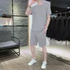 Traje Deportivo de Verano para Hombre Malla Hueca de Manga Corta Traje de Camiseta de Manga Corta para Hombre Moda Juvenil Shorts