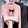 Blusa térmica infantil com forro de fleece, gola alta parcial, mangas compridas, outono e inverno, roupa íntima espessa para meninas, camada base fofa