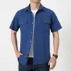 Camisas de Manga Larga Nuevas para Hombre de Primavera y Otoño Talla Grande Camisas Finas de Algodón Camisas de Talla Grande de Color Sólido para Hombres de Mediana Edad Papá