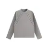 Yidao Vintage Otoño Nuevo Estilo Japonés de Moda Diseño Patchwork de Gama Alta Holgada para el Trabajo Camiseta de Manga Larga para Hombre