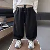 Pantalones de Chándal de Tres Botones para Niños de Primavera y Otoño, Estilo Coreano, Pantalones Deportivos Casuales Sueltos con Estilo para Niños, Pantalones de Otoño de Moda para Niños Pequeños