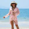 Mingyi Moda Nueva Sexy Bikini Europeo y Americano BIKINI Traje de Baño de Tres Piezas para Mujer Multicolor Estampado de Alta Gama