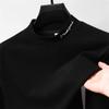 2024 Camisa de terciopelo de doble cara para hombre, camiseta de manga larga con cuello semialto, nueva chaqueta interior cálida de otoño e invierno