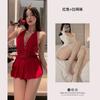 Nova lingerie sexy com decote profundo e costas nuas, camisola de dormir, quente, pescoço pendurado, secretária, uniforme grátis