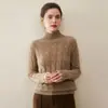 Suéter de cashmere 100% puro, de peso pesado, tripla camada, gola semi-alta, para mulheres, com mangas raglan, camada base de cashmere