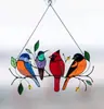 Pájaros Agapornis vidriera colorida colgante de pájaro agaporni regalo de Pascua Pájaro Rojo decoración de ventana del hogar