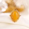 Anillo de plata de ley Yilu S925 chapado en oro vintage con cera de abejas y diamantes huecos, con superficie de huevo de Ruyi, elegante anillo de temperamento
