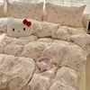 Juego de ropa de cama de lunares rosas, que incluye una funda de edredón, adecuado para dormitorios estudiantiles; un conjunto de tres piezas o un conjunto de cuatro piezas; hecho de algodón lavable y apto para la piel