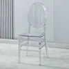 Cadeiras de cristal transparentes para uso doméstico no atacado, cadeiras de bambu de cristal para salão de banquetes de hotel, cadeiras com encosto de plástico para auditório comercial