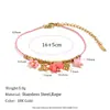 Pulsera Colgante Moneda Ojo Turquesa Azul Más Vendida Transfronteriza Mengjia Acero Inoxidable Cierre de Primavera Cereza Goteo de Aceite Pulsera para Mujer