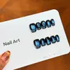 Paleta de Cores de Deus Gato Olho Estilo Francês Unhas Usáveis Feitas à Mão para o Verão, Visual de Luxo, Efeito Iluminador Arte de Unhas Usável