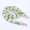 Cadena para Teléfono Móvil Lanyard Tejido de Margarita Hecho a Mano con Cuerda de Algodón Larga Desmontable para Bolso Bandolera Mochila