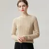Suéter 100% cachemir puro para mujer, cuello redondo, diseño de punto trenzado, nuevo estilo otoño/invierno, top de punto ajustado, perfecto como capa base