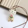 Pingentes de Animais em Tecido Artesanal Estilo Floresta, Acessórios Fofos de Coelho, Sapo, Gato e Urso, Colares com Cordão Longo, Atacado
