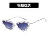 Gafas de Sol Metálicas Kedun Triangulares Ojo de Gato Tachonadas con Diamantes 2023 Nuevo Estilo para Mujer Ins de Gama Alta de Moda para Fiesta