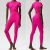 Traje de Ropa de Yoga Fitness Nude de Manga Corta Transfronterizo para Mujer de Secado Rápido con Pliegue Lateral Ajustado Deportivo para Correr al Aire Libre Conjunto de Dos Piezas
