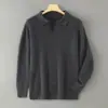 Suéter Masculino de Alta Qualidade 100% Lã com Gola Seagull, Suéter Pulôver de Tricô Cashmere Business Casual