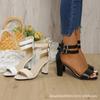 Sapatos Femininos de Alta Qualidade Mil 36 Estilo Europeu e Americano Verão Salto Alto Moda Simples Salto Grosso Salto Alto Sexy Boate Tira