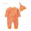 Samgamibaby marca moda bebé mameluco manga larga Halloween bebé rayas gasa haka tocado