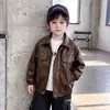 Chaqueta de Motocicleta con Costuras para Bebé Niño Primavera y Otoño Chaqueta de Cuero Estilo Coreano Chaqueta Guapa Moderna Fresca para Niños Ropa de Abrigo para Niños Pequeños y Niños Pequeños Comercio Exterior