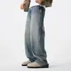 Colección Otoño 2026: Jeans Rectos, Lavado Bigote de Gato, Estilo Retro Americano, Vintage, Casual, con Caída para Hombre