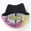 Gorra de Béisbol Cuadros Lentejuelas Arcoíris Transfronteriza Europea y Americana Gorra con Visera Sombrero para el Sol Gorra de Camionero Gorra de Fiesta