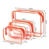 Bolsa Cosmética Transparente de PVC Conjunto de Três Peças Grande Capacidade Impermeável Bolsa de Armazenamento para Artigos de Higiene Pessoal Bolsa de Armazenamento Transparente Portátil para Pessoas Preguiçosas