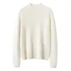 Outono/Inverno Novo Macio e Fofo Cashmere Puro Cor Sólida Amigo da Pele Tricô de Cashmere Redutor de Idade Emagrecedor Gola Meia-Alta Camada Base