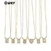 Wt-Jn389 Geométrico Pequeño Ovalado Rectangular Forma de Corazón Concha Blanca Estilo Religioso Chapado en Oro de 18 Quilates Cadena Fina para Clavícula para Mujeres