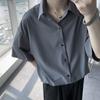 Camisa Seda Gelo Masculina Manga Curta Design de Nicho Verão Fina Sensação de Caimento Camisa Bonita Estilosa Marca Moderna Camisa Solta Top