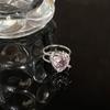 Ins Cold Style Diamond-encrusted Pink Zircon Francês Textura Irregular Dobra Anel Aberto de Amor de Alta Qualidade para Mulheres