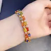 Pulsera de Zafiro de Color Natural, los Colores Son Hermosos, Cada Piedra es una Pieza de Calidad Premium, Finamente Elaborada con Plata S925, Tamaño 4X6