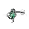 Brincos de Titânio F136 Jiangtai Pequena Cobra Enrolada Estilo Zircônia Studs para Lábio Corpo em Liga de Titânio G23 Joias para Body Piercing Studs de Osso da Orelha