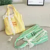 6551 Amarillo Limón Rayas Lona Cinta de Encaje Estilo Perezoso Estudiante Bolso de Hombro Gran Capacidad Chaleco
