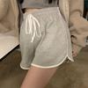 Calças esportivas femininas de cintura elástica e renda, plus size, para verão, calças quentes, pernas largas, calças de pijama de cintura alta, calças casuais, atacado