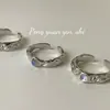 Anillo Suchuang S925 Plata de Ley Textura Piedra Lunar para Mujer Ins Sentido Avanzado Piedra Fluorescente Lava Anillo Estilo Frío