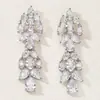 Nuevo Producto de Comercio Exterior: Aretes de Zirconia Gota de Agua, Aretes Largos con Borlas, Accesorios para Orejas de Diamante Completo Tricolor, Joyería de Diseño Nicho para Mujeres